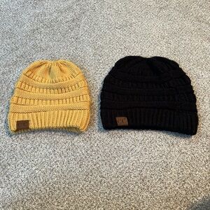 C.C Cozy Knit Beanies in Mustard and Black